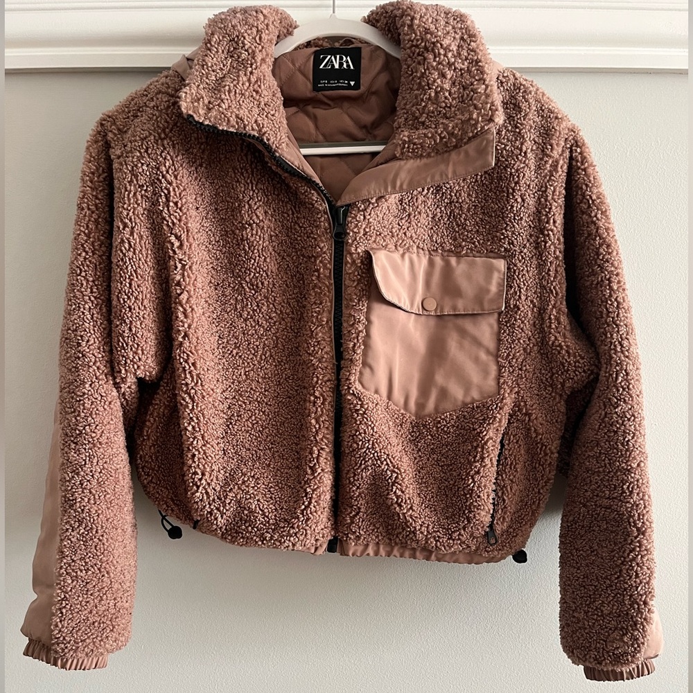 Zara Brown Teddy Bomber Jacket